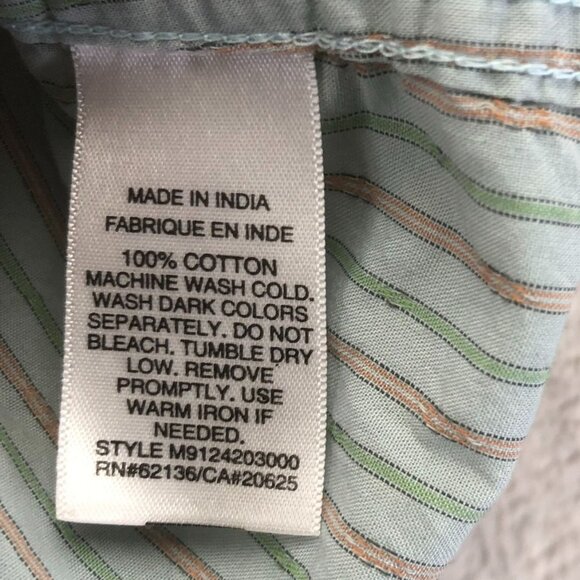 Guess Vintage Mens Shirt Medium Green Pinstriped Long Sleeve Button-Up Casual - Picture 8 of 11